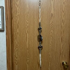 White and silver metal belt